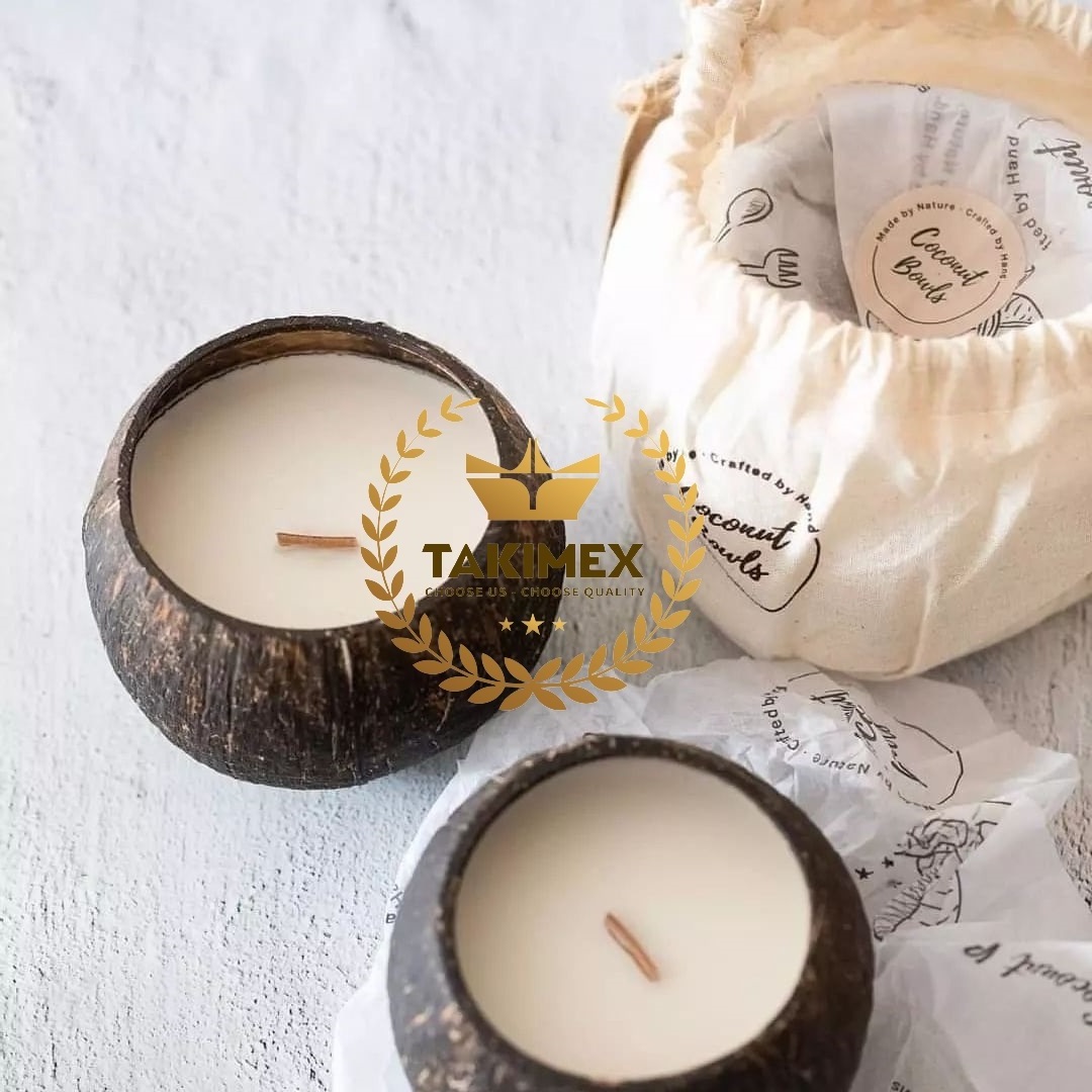 Natural Eco Friendly Coconut Candle Scented Candle In Coconut Shell Wholesale from Takimex Vietnam