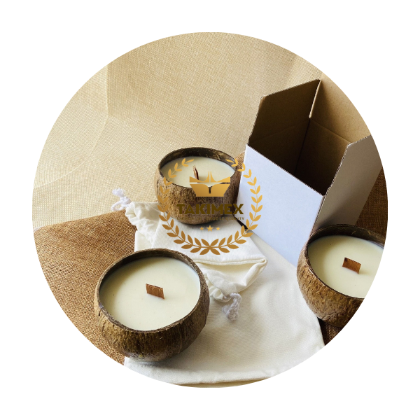 Natural Eco Friendly Coconut Candle Scented Candle In Coconut Shell Wholesale from Takimex Vietnam