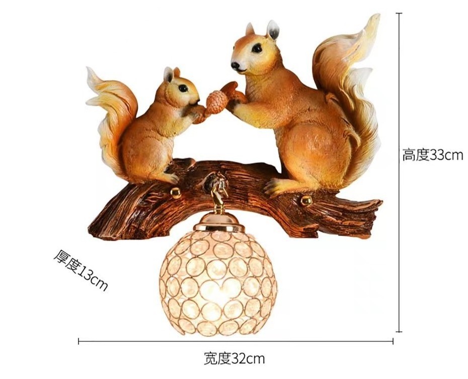 Modern Squirrel Resin Wall Lights LED Creative Crystal Indoor Sconce Lamp For Home Living Room Corridor Decor