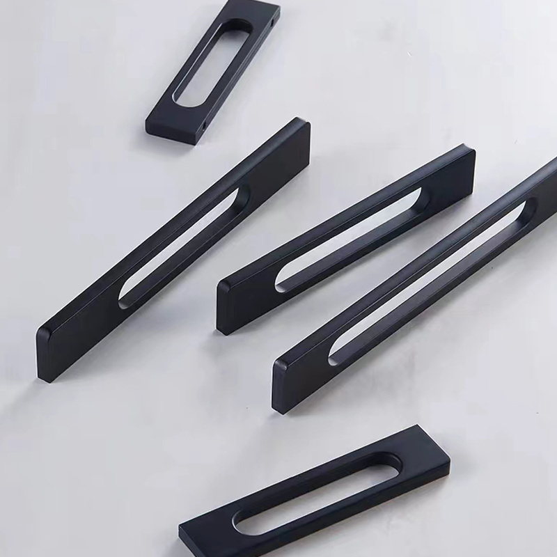 Furniture Accessories Matt Black and Brushed Nickel Silver Bedroom Kitchen Cabinet Drawer Door Aluminum Profile CNC Pull Handle