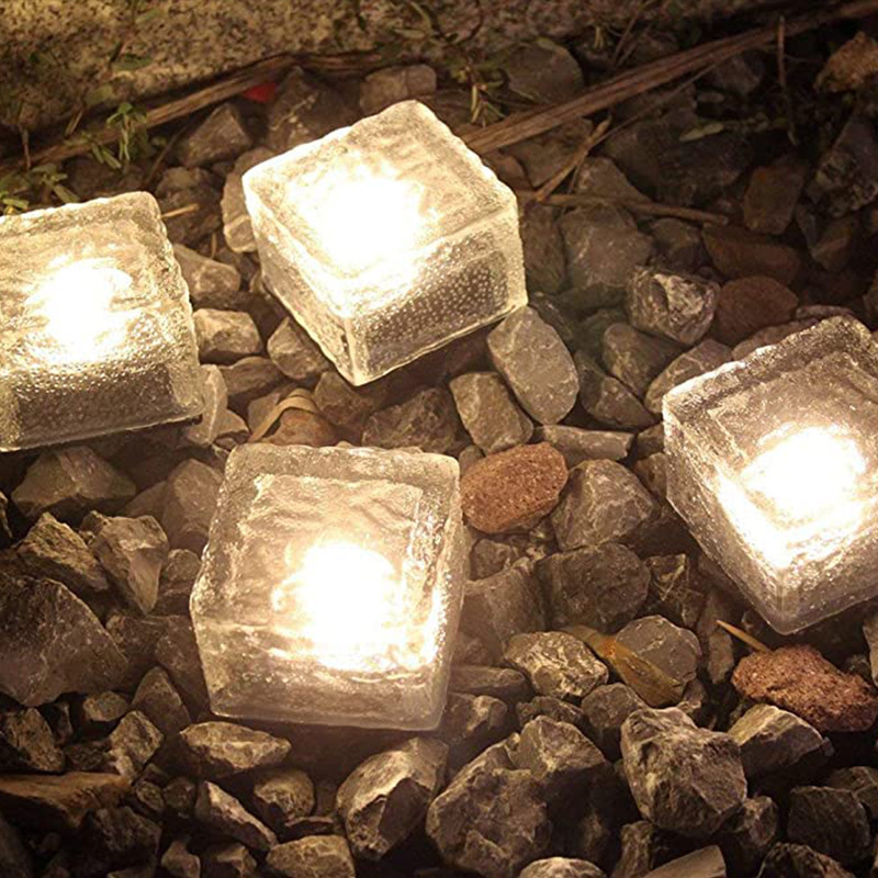 Outdoor Solar Decorative Waterproof Landscape Garden Light Glass Floor Tile Square Buried Light led Brick Lights