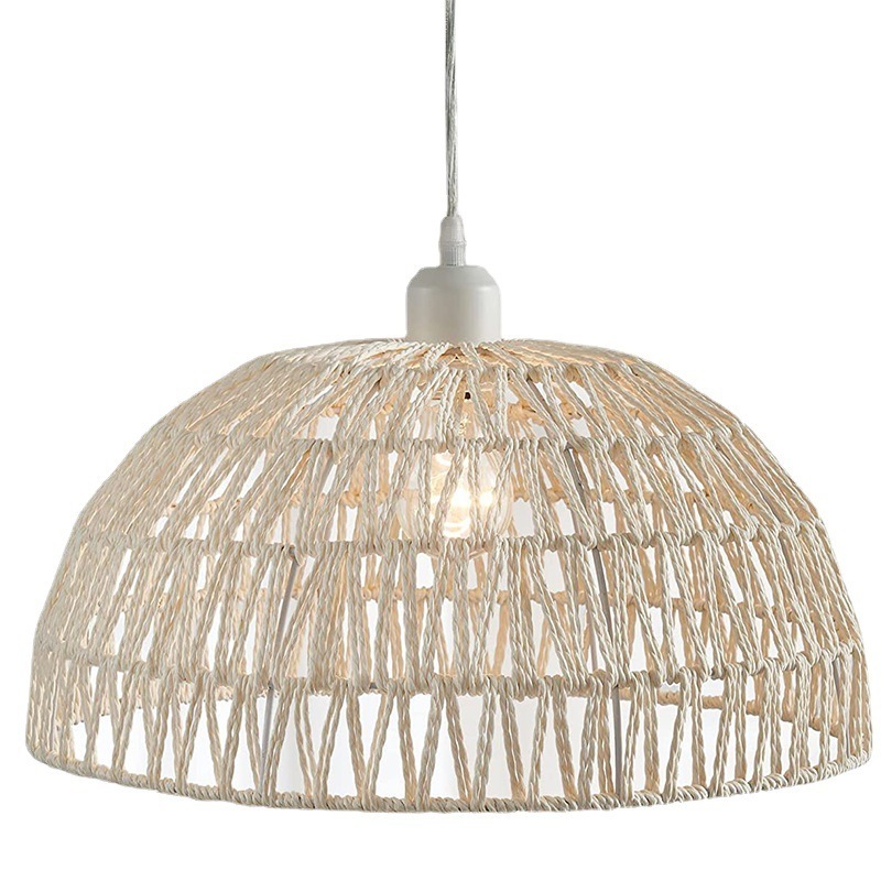 Chandelier Pendant Light Fixture, 1-Light Adjustable Hand-Woven Rattan Wicker Boho Ceiling Hanging Light for Kitchen Island