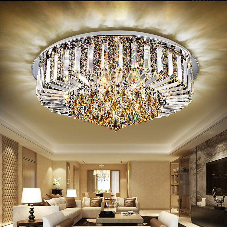 Modern Style Living Room Large Hotel Gold Wedding Luxury Crystal Ceiling Chandeliers LED Crystal Pendant Light