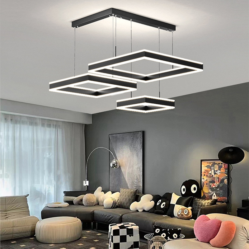 Villa Building Living Room Long Lights Modern 3 Ring Led Ceiling Ring Chandelier Chandeliers & Pendant Lights