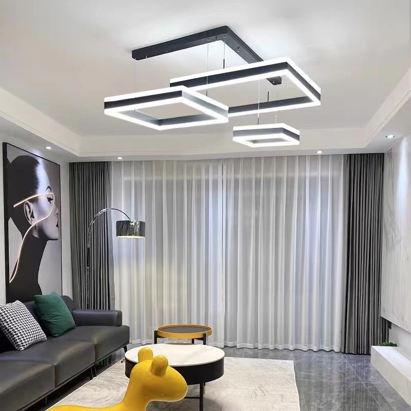 Villa Building Living Room Long Lights Modern 3 Ring Led Ceiling Ring Chandelier Chandeliers & Pendant Lights