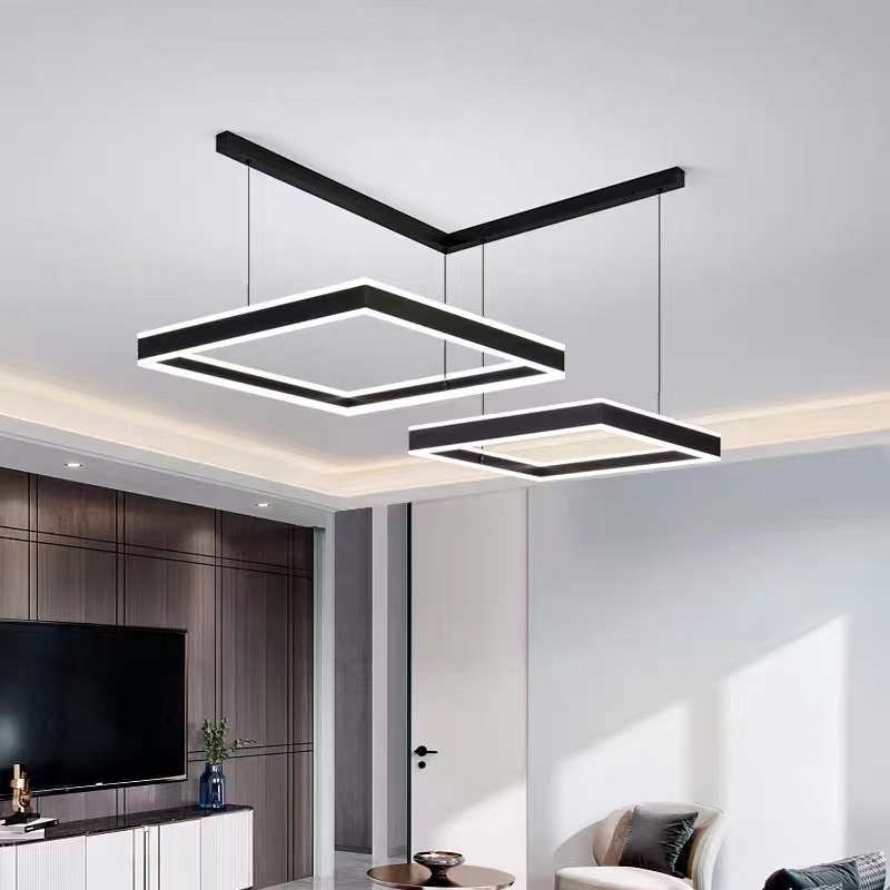 Villa Building Living Room Long Lights Modern 3 Ring Led Ceiling Ring Chandelier Chandeliers & Pendant Lights