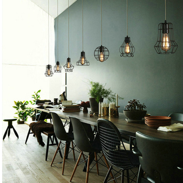 America Retro Industrial Hanging Light Fixtures Loft Stair Living Room Dining Table High Ceiling Kitchen Chandelier and Pendants