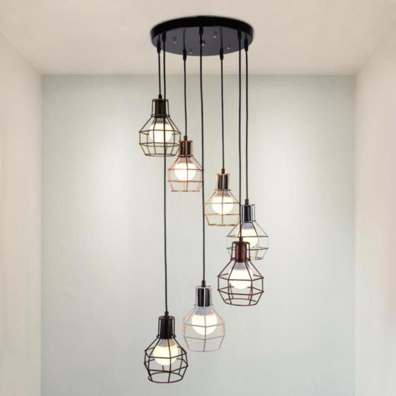 New Post Modern Industrial Ceiling Lamp Luxury Commercial Long Hanging Bulb Lighting Spider Chandelier Black Pendant Lights