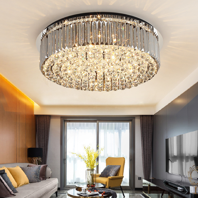 Modern light luxury crystal light Living room simple ceiling light indoor creative crystal flush mount golden ceiling lamp