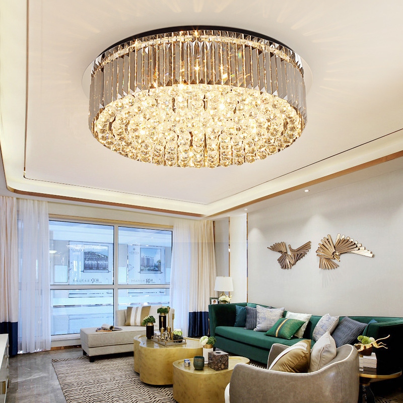 Modern light luxury crystal light Living room simple ceiling light indoor creative crystal flush mount golden ceiling lamp