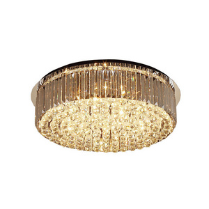 Modern light luxury crystal light Living room simple ceiling light indoor creative crystal flush mount golden ceiling lamp