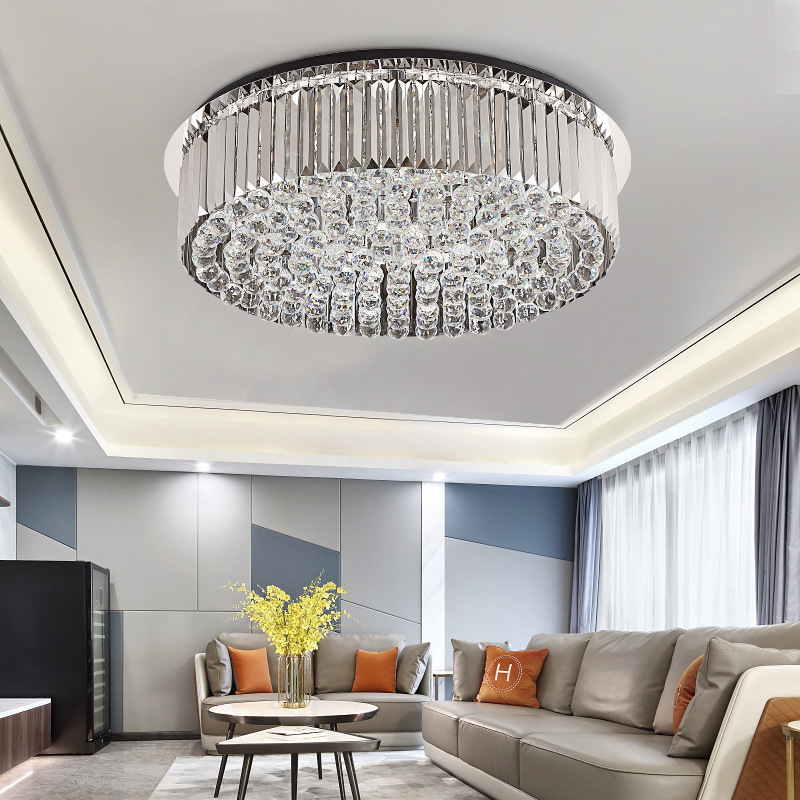 Modern light luxury crystal light Living room simple ceiling light indoor creative crystal flush mount golden ceiling lamp