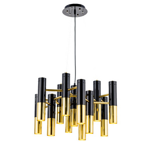 Luxury Metal Black Iron Rod Lamp Home Decorative LED Chandelier For Dining Room Living Room Pendant Light Fixture l