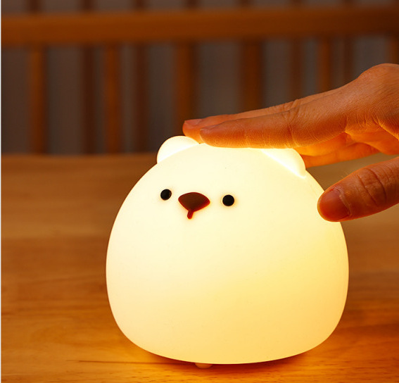 Little fat bear silicone night light bedroom light gift girls lovely Christmas gift colorful creative charge clap lamp