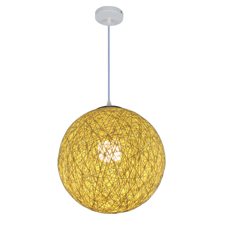 Modern White Rattan Bamboo Lamp Ball Globe Sphere Ceiling Hanging Light Rattan Chandelier Pendant Light Rattan Lamp