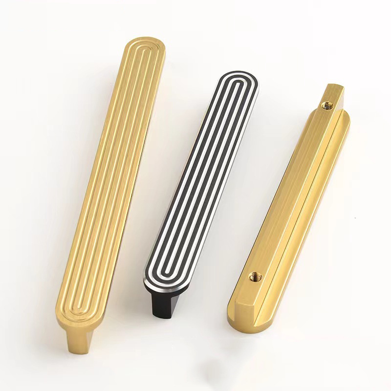 Unique Line/Solid Brass Furniture Cabinet Handles Door Knobs Cupboard Drawer Pulls Home Decor Retro Hardware