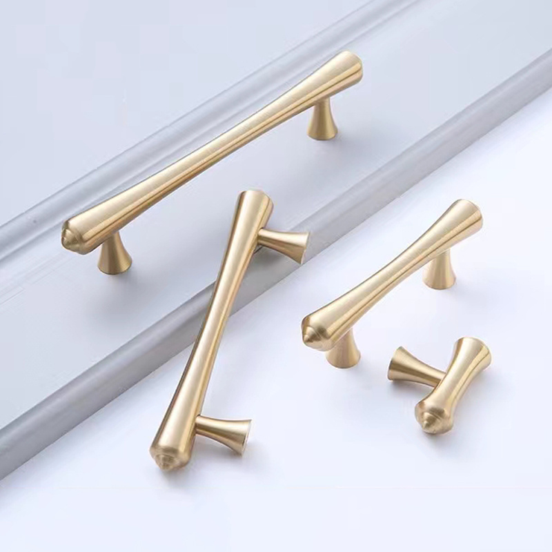 Dooroom Brass Furniture Handles Modern Brass Cupboard Wardrobe Dresser Shoe Box Drawer Cabinet T-bar Pulls