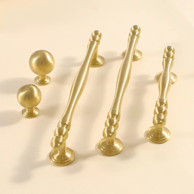 Luxury Court style furniture hardware Golden Fusiform Brass cabinet handle furniture handle pull bars for drawer wardrobe closet