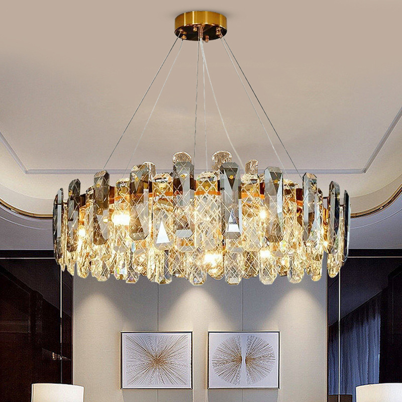 Modern Crystal Chandelier Living Room Light Contracted Atmosphere Dining Room Light Luxurious Geometric Crystal Decorative Lamps