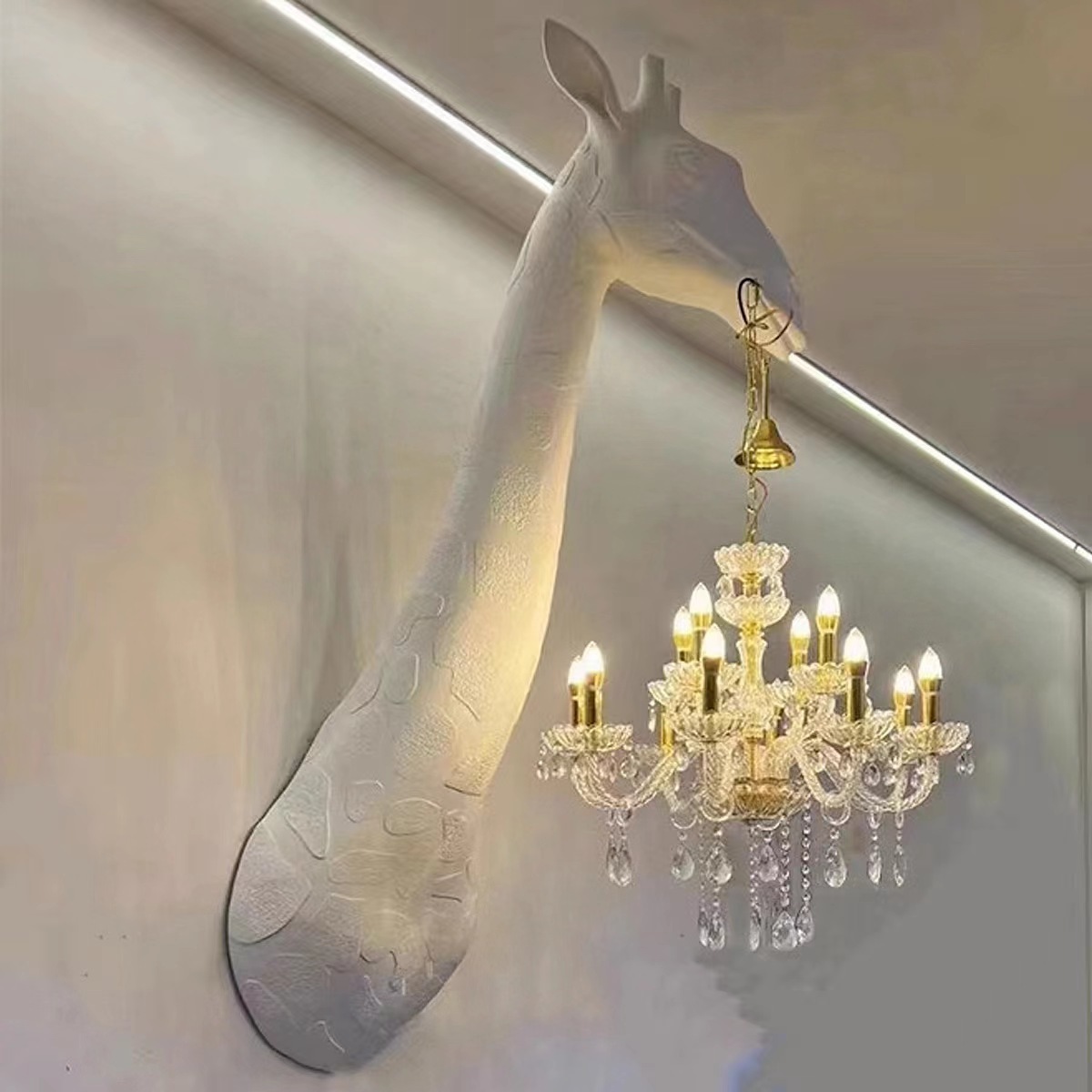 Mounted Giraffe Wall Lamp Bedside Living Room Lamp Mouth Hanging Candle Bulb Post Modern Aisle Wall Lights