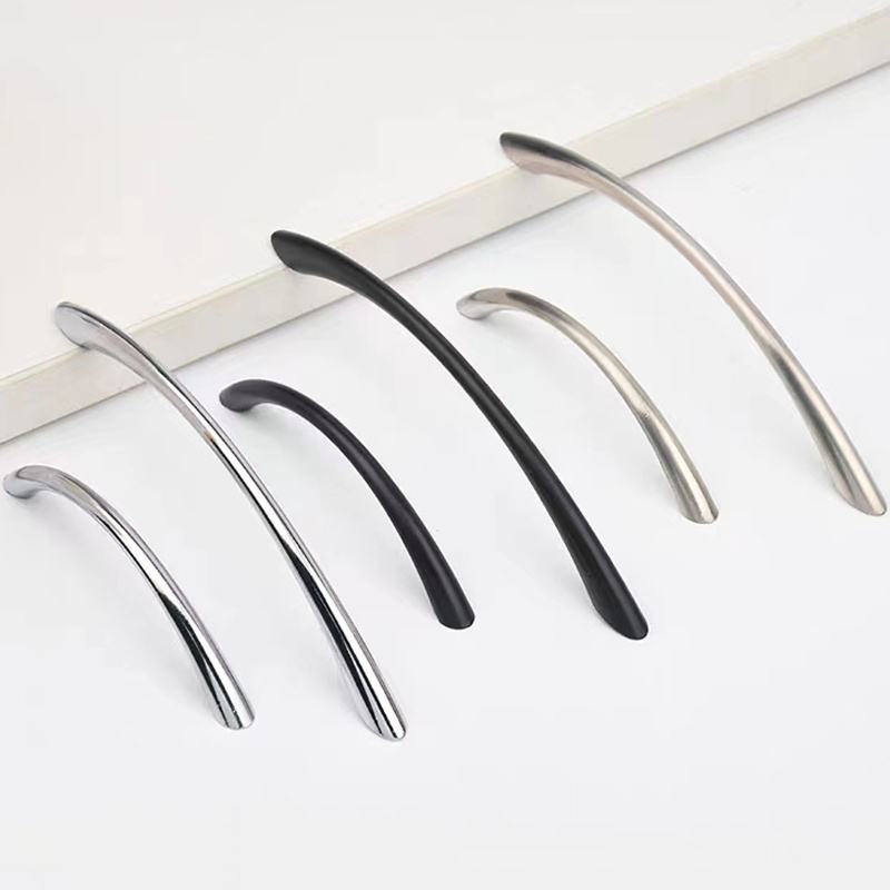 Modern Minimalist Arch Tube Shape Zinc Alloy Solid Kitchen Bedroom Furniture Cabinet Cupboard Drawer Wardrobe Door Handle Pull