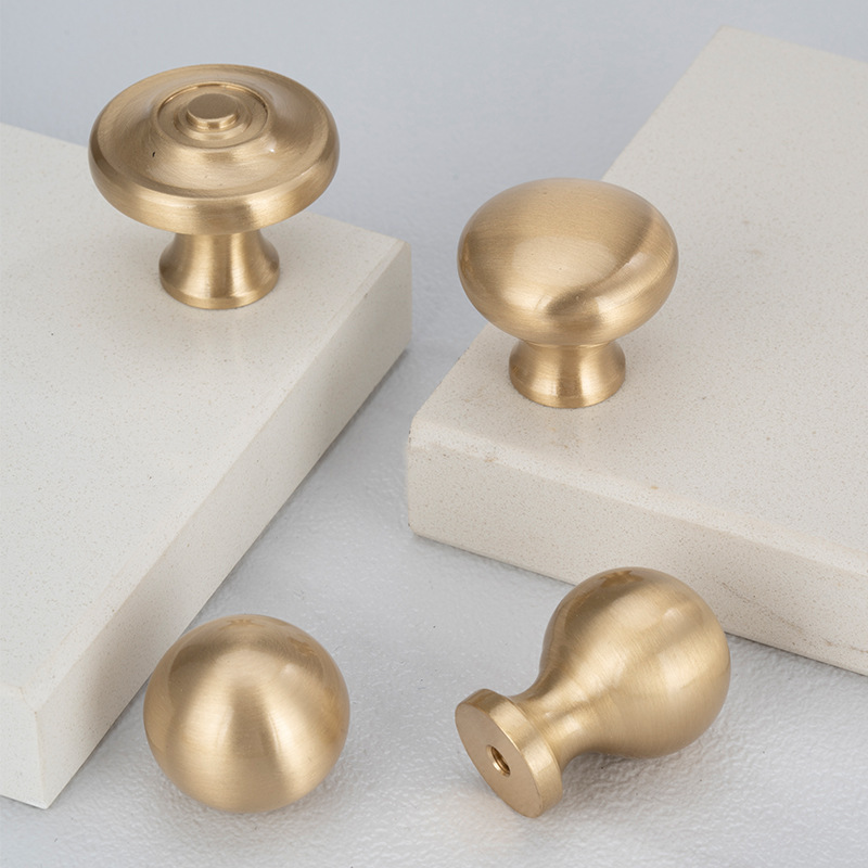 Hot sale satin brass golden furniture decorative handles and knobs Nordic shoe cabinet drawer handles cupboard pulls