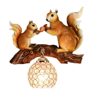 Modern Squirrel Resin Wall Lights LED Creative Crystal Indoor Sconce Lamp For Home Living Room Corridor Decor