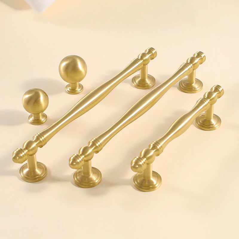 Luxury Court style furniture hardware Golden Fusiform Brass cabinet handle furniture handle pull bars for drawer wardrobe closet