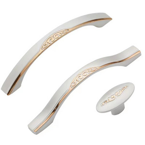 Wholesale European Style Furniture Cabinet Handle Bedroom Wardrobe Dresser Simple White Pattern Zinc Handles