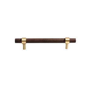 walnut brass handle solid wood furniture drawer handle wooden T-shaped long handle kitchen cabinet Beech knob