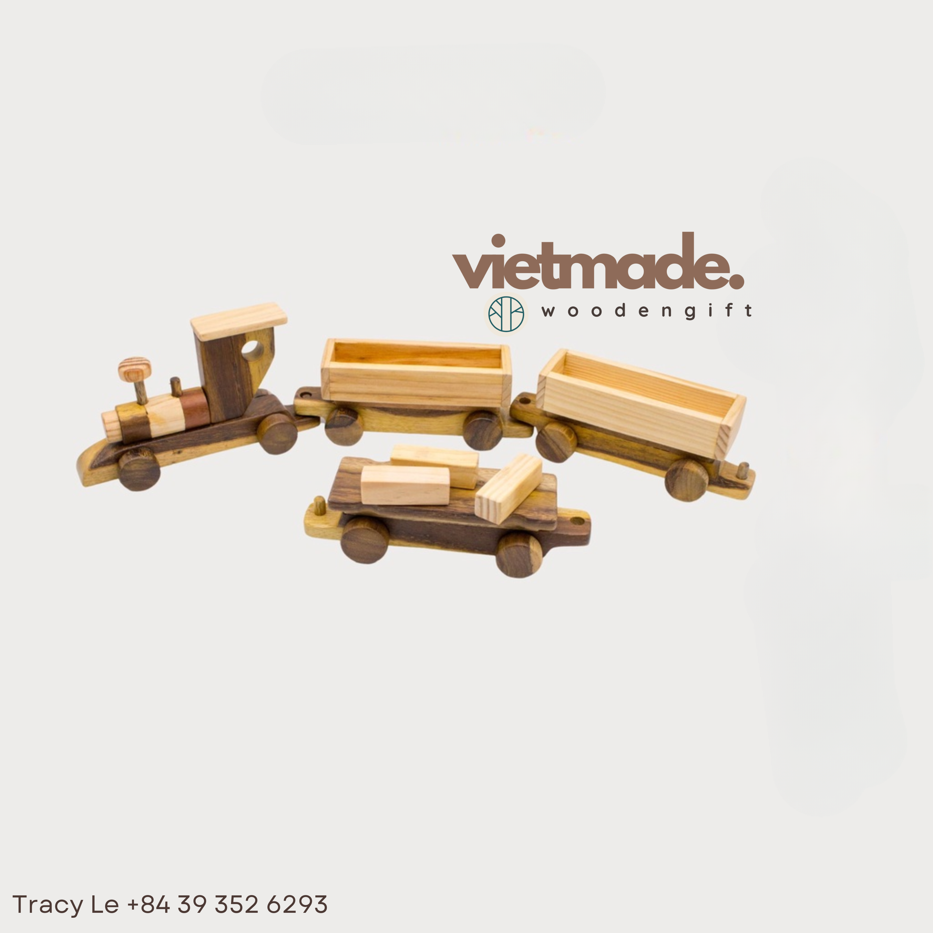 100% Chemical-Free Natural Wood Mini Toy Train Safe for Babies Customizable Logo for Children's Development