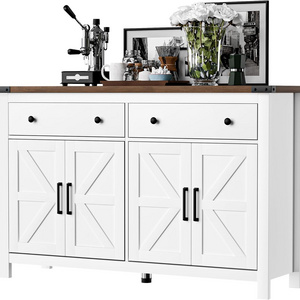 New Design Modern Sideboard, Wood Storage Cabinet with Drawers and Shelves With White for Living Room Kitchen