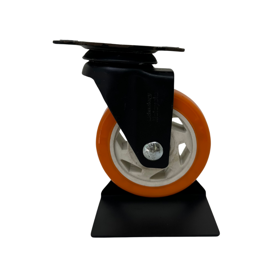 Orange Heavy Duty Black Fork Castor Wheel With Orange PU Wheel Size 75/100mm Top Plate Swivel Caster