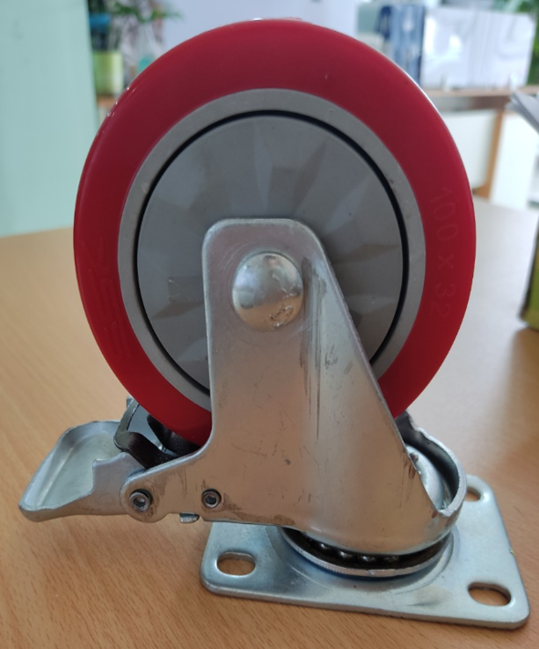 Red Industrial Caster PU Wheel Heavy Duty Swivel Castor With Brake Custom Caster Wheel For Trolley Cart