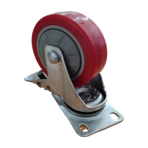 Red Industrial Caster PU Wheel Heavy Duty Swivel Castor With Brake Custom Caster Wheel For Trolley Cart