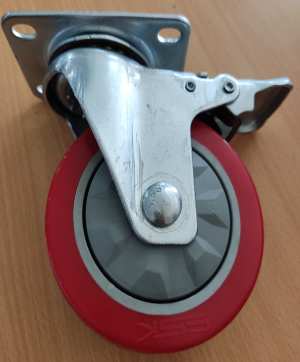 Red Industrial Caster PU Wheel Heavy Duty Swivel Castor With Brake Custom Caster Wheel For Trolley Cart