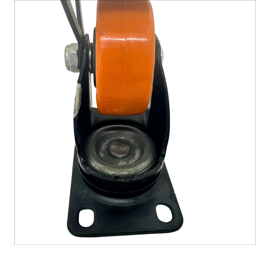 Orange Heavy Duty Black Fork Castor Wheel With Orange PU Wheel Size 75/100mm Top Plate Swivel Caster