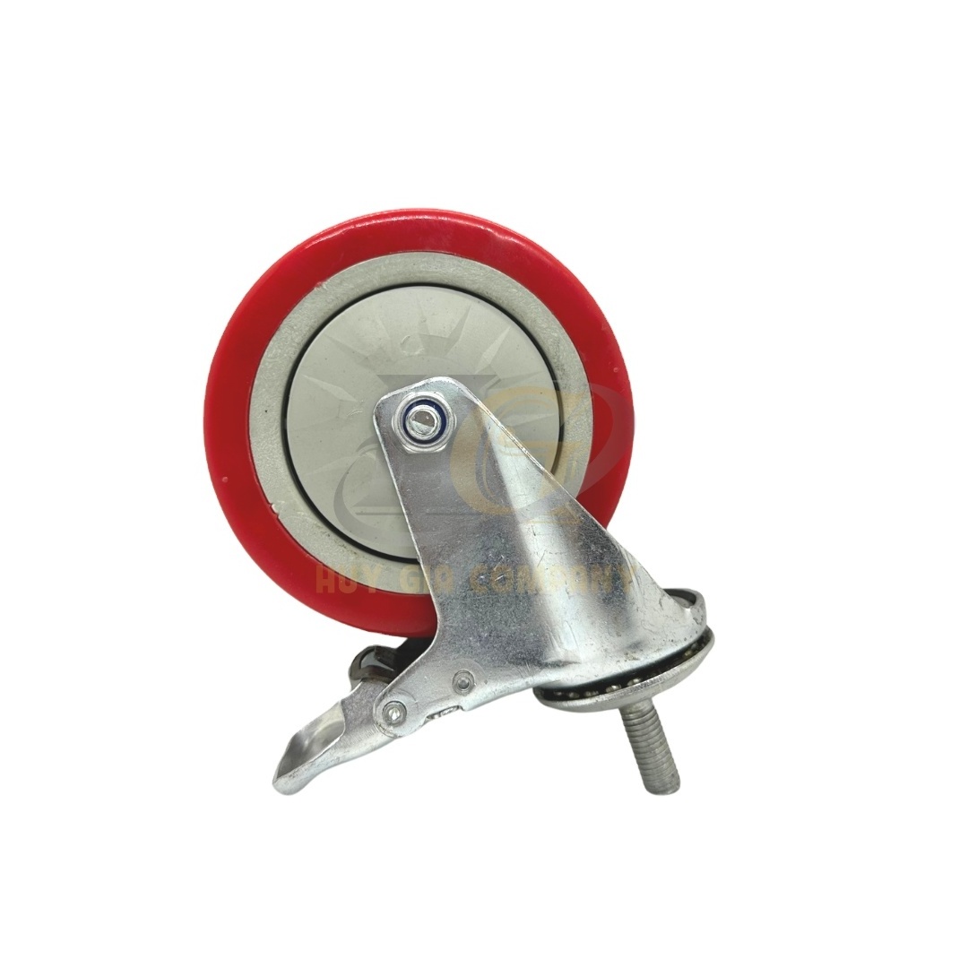 High Quality PolyUrethane industrial trolley wheels size 3 inches Thread Stem furniture wheels