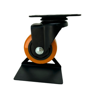 Orange Heavy Duty Black Fork Castor Wheel With Orange PU Wheel Size 75/100mm Top Plate Swivel Caster