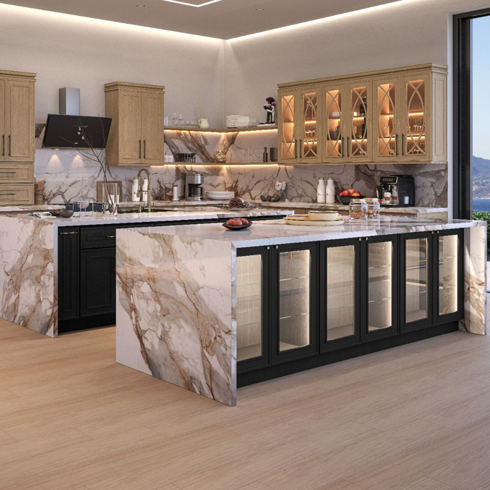 High Gloss Solid Wood Kitchen Design Cabinets Set Furniture Custom Modern White Modular Kitchen Cabinets