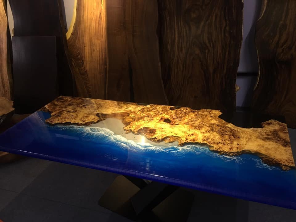 Whosale in Bulk - Vietnam Epoxy saman wood table - Epoxy river table for dinning room High quality