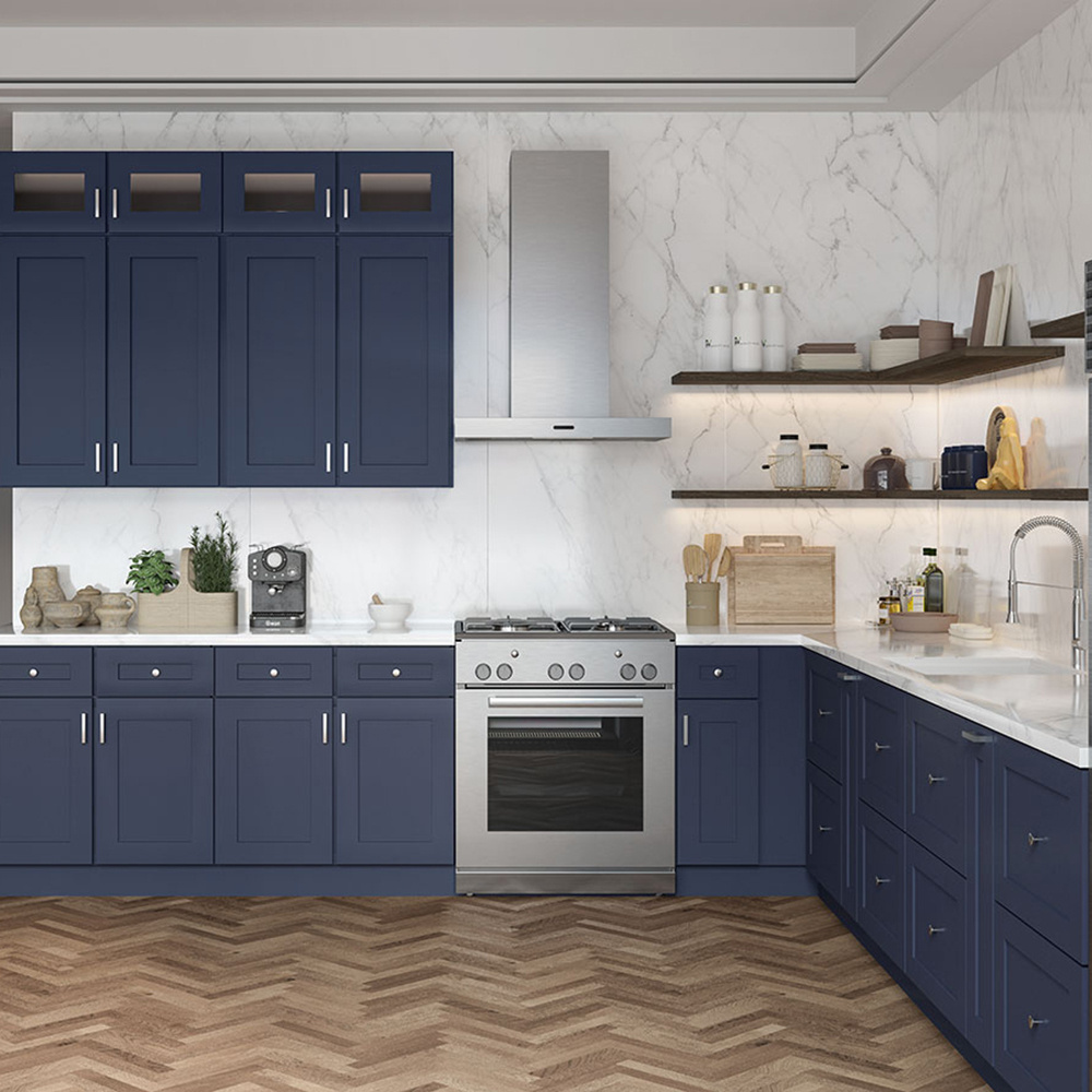 Kitchen Cabinet - Navy Blue color - remodel with kitchen cabinet pantry design - Good quality export from Vietnam Hot sale 2023