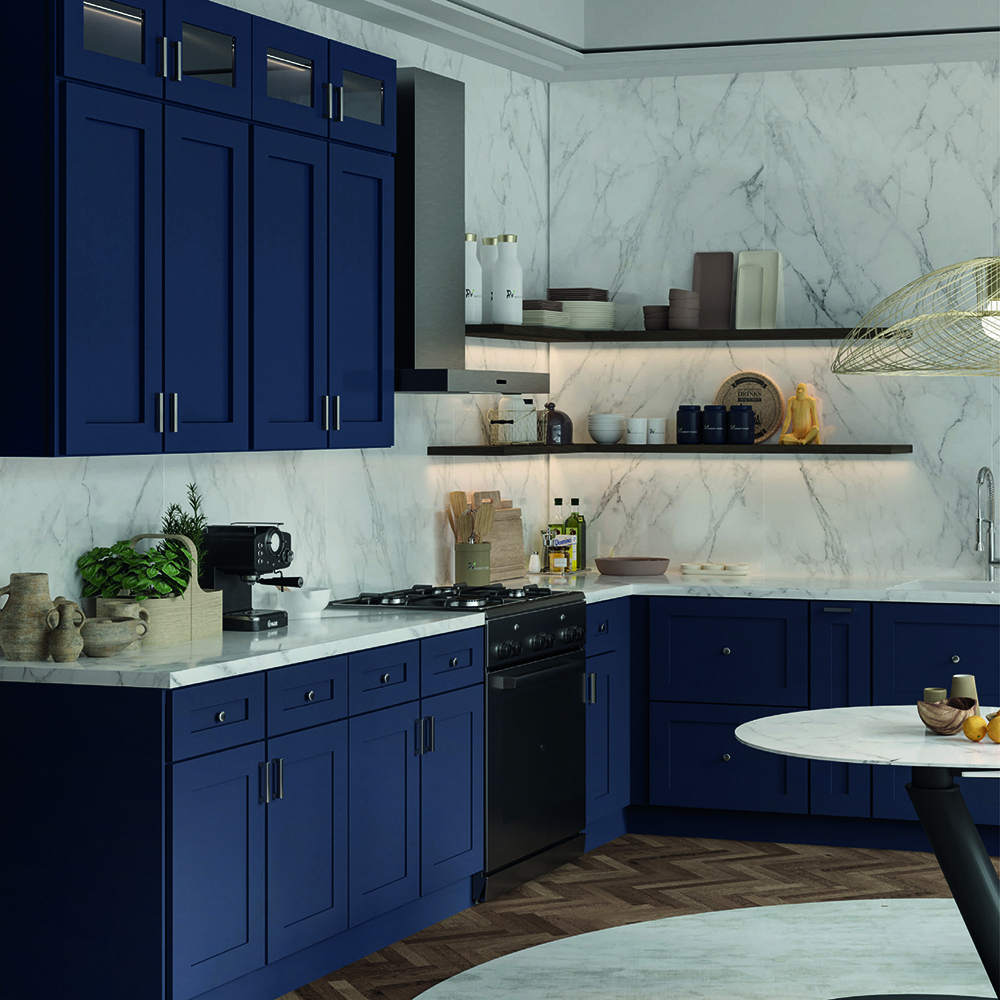 Kitchen Cabinet - Navy Blue color - remodel with kitchen cabinet pantry design - Good quality export from Vietnam Hot sale 2023