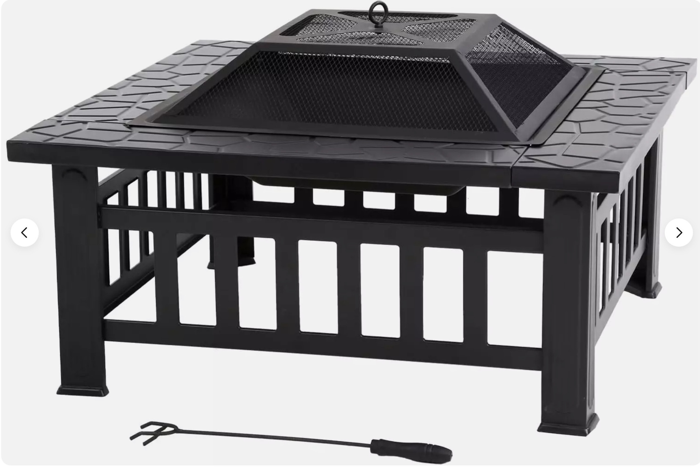 Outdoor Fire pit Metal Firepit Square Table Backyard Patio Garden Stove Wood Burning Fire Pit