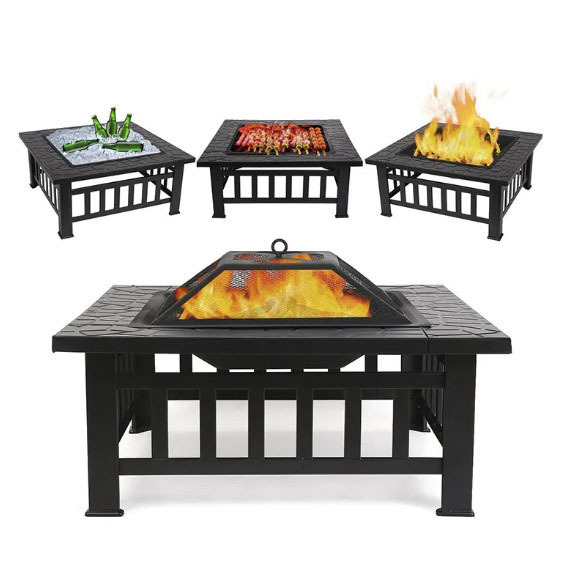 High Quality Portable Metal Steel Fire Pit BBQ Grill for Outdoor Garden Patio & Camping for Burning Wood