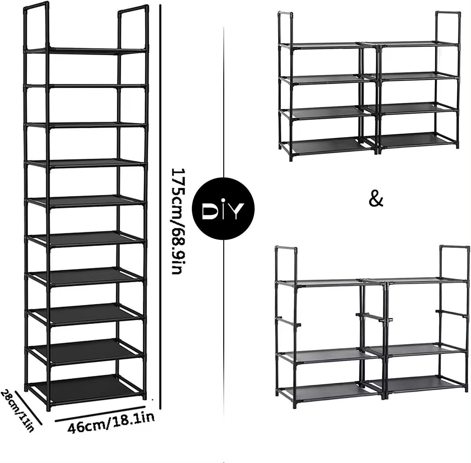 Wholesale Tall Shoe Racks Large Capacity Shoe Storage Stand with Metal Shelves