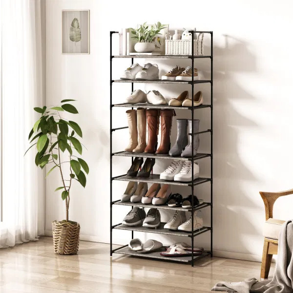 Hot Selling 10 Tiers Free Standing Waterproof Black Plastic tall closet organizer shoe shelf shoe rack