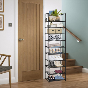 Hot Selling 10 Tiers Free Standing Waterproof Black Plastic tall closet organizer shoe shelf shoe rack