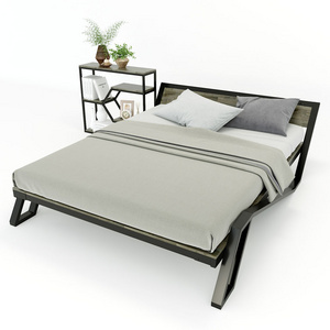 Customized size hardwood Manufacturer factory cheap Metal Bed Frame with Headboard and Footboard classical and luxury