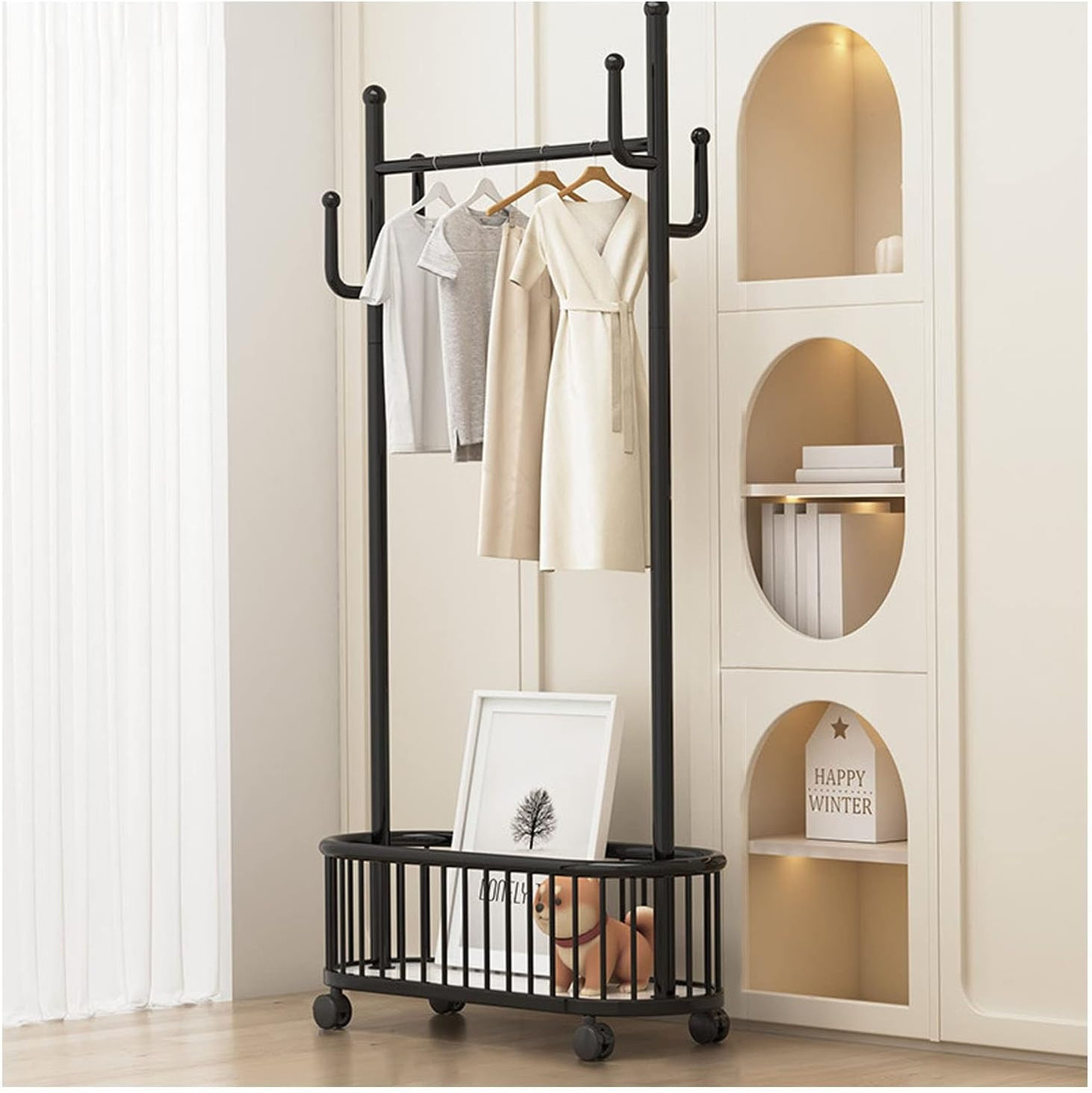 Hot Sell Clothes Hanger Laundry Metal Double Pole Clothes Hanger Coat Stand Dry Shoes Coat Rack